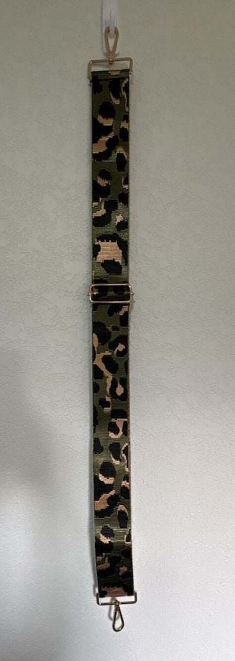 Adjustable Green Leopard Print Replacement Crossbody Purse Strap with Gold Hardw